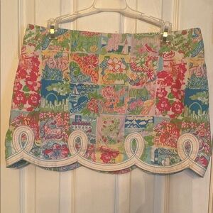 Lilly Pulitzer Green and Pink Mini Skirt